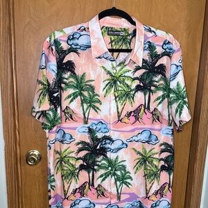 Rebel Minds Men's 3XL Pink Graphic Print Hawaiian Shirt Short Sleeve